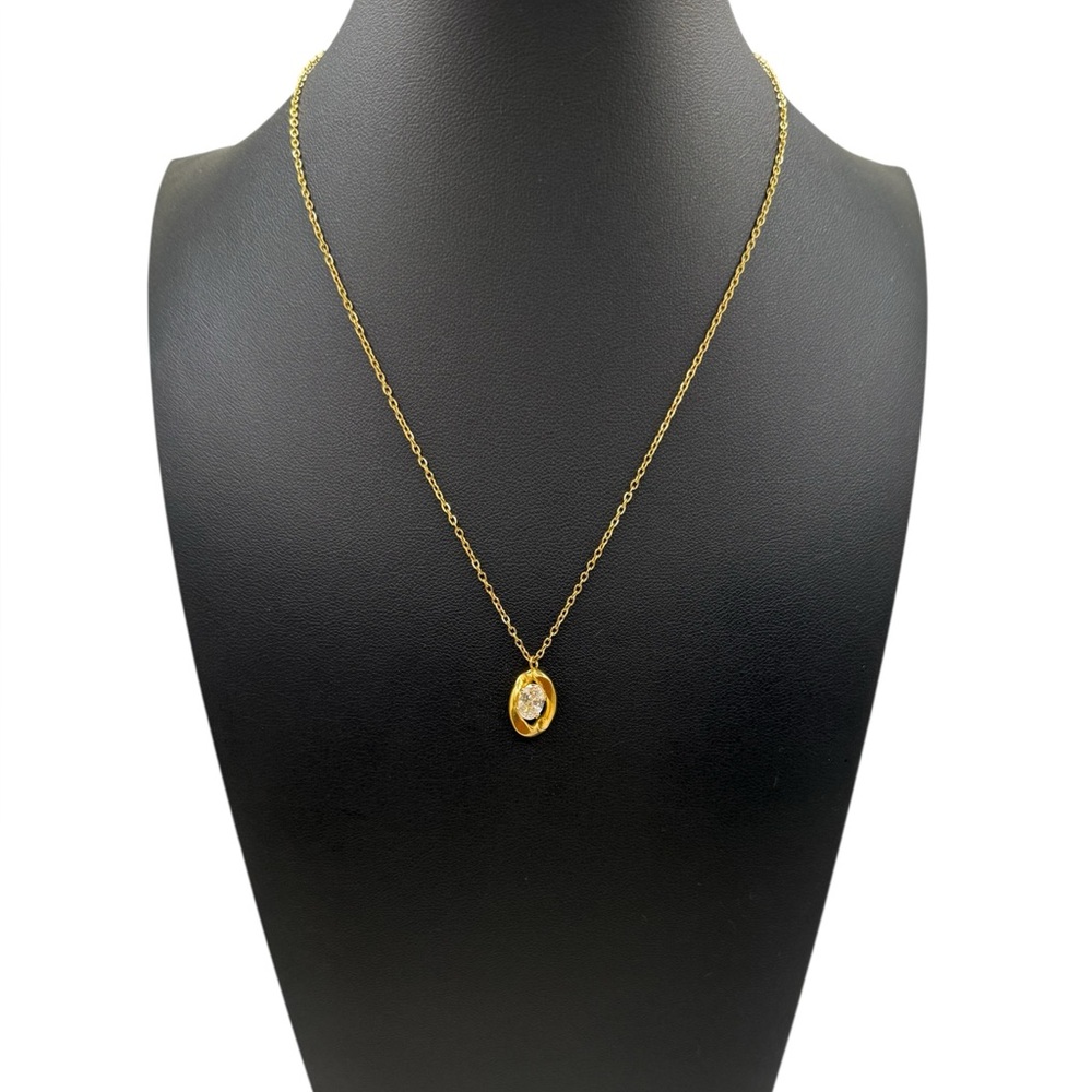 NEW 18K GOLD PLATED OVAL ZIRCON PENDANT NECKLACE – DAINTY LUXURY CHAIN
